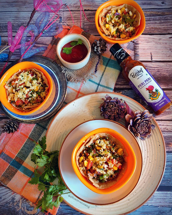 Roti Pizza Cups by a9creativecooking using bechef Peri peri Sauce