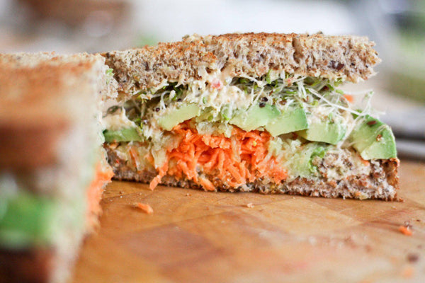 Convincing Your Kids to Eat More Fiber with an Hummus Sprouted Sandwich - Lunch Box recipe