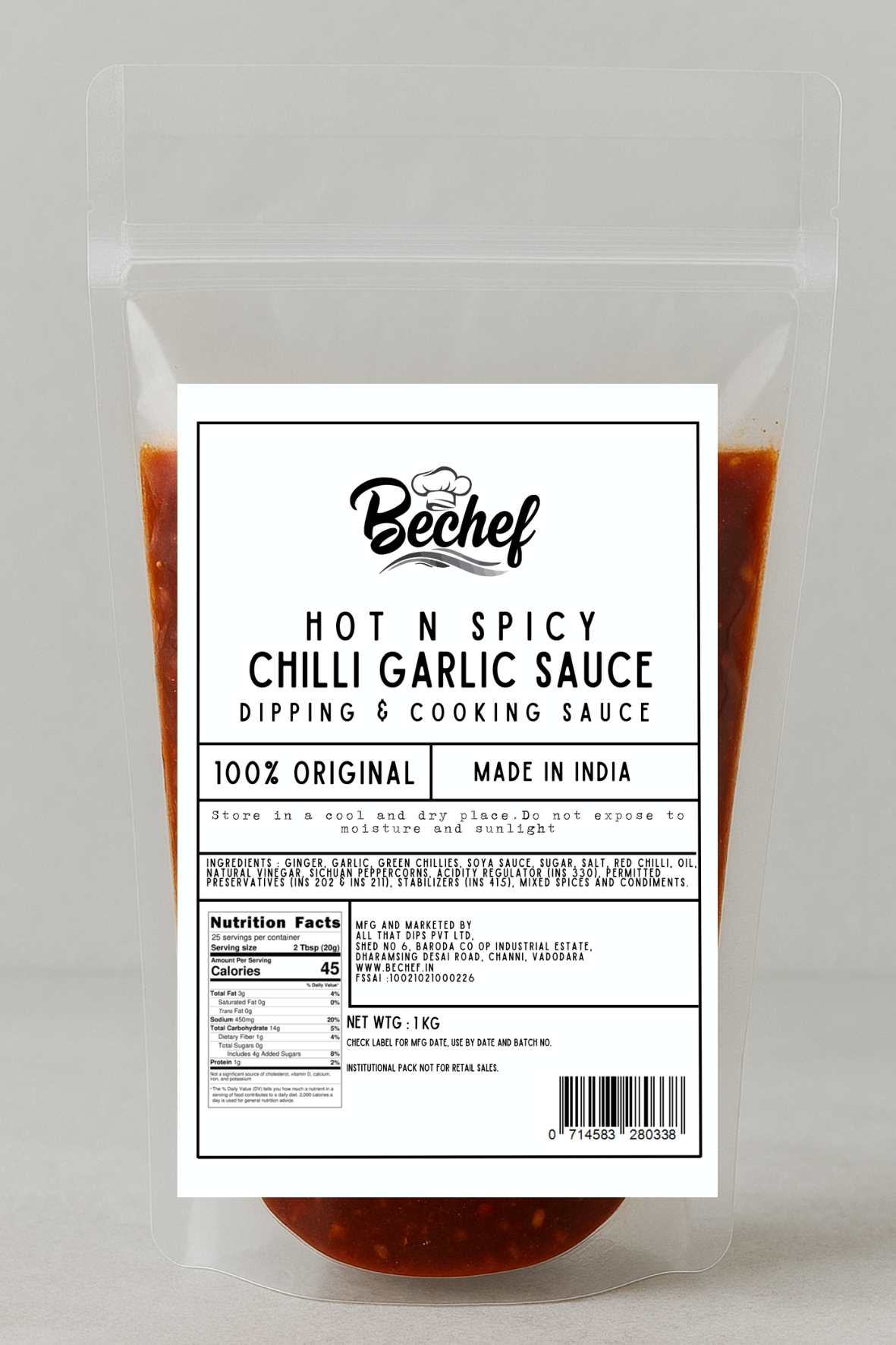 CHILLI GARLIC SAUCE : ALL PURPOSE SPICY CHILLI GARLIC ASIAN STIR FRY SAUCE : B00029