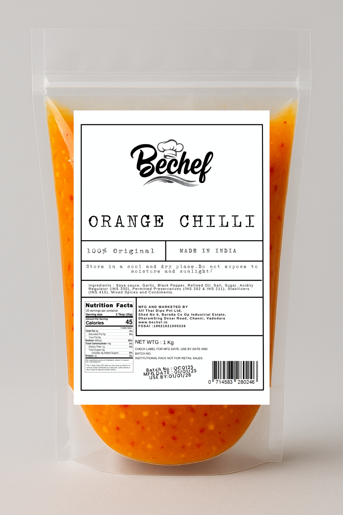 ORANGE CHILLI SAUCE  - ASIAN STYLE : B00080