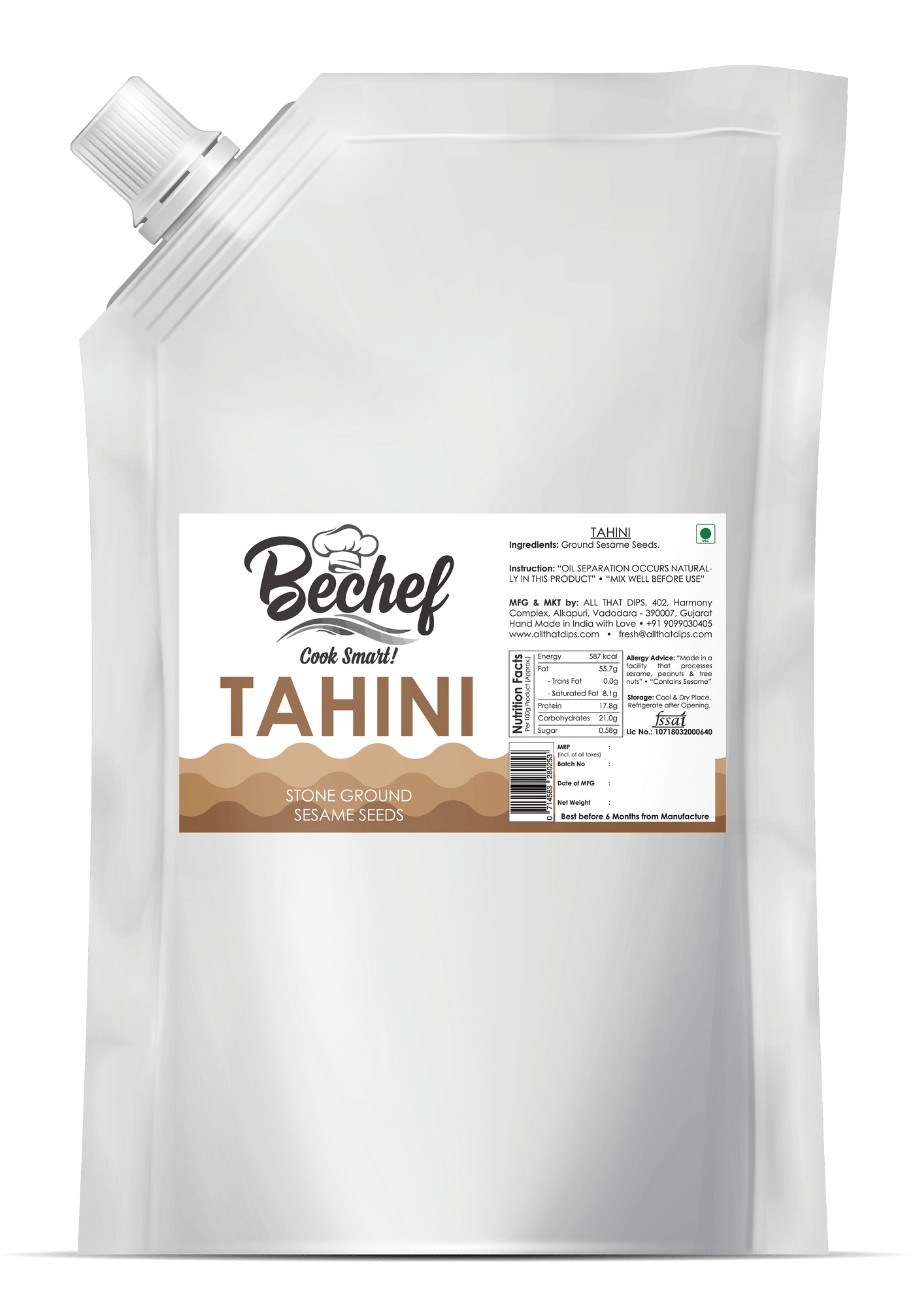 Tahini - 1 kg - Bechef - Gourmet Pantry Essentials