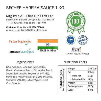 Harissa Sauce - 1 Kg : Bulk pack : Horeca - Bechef - Gourmet Pantry Essentials