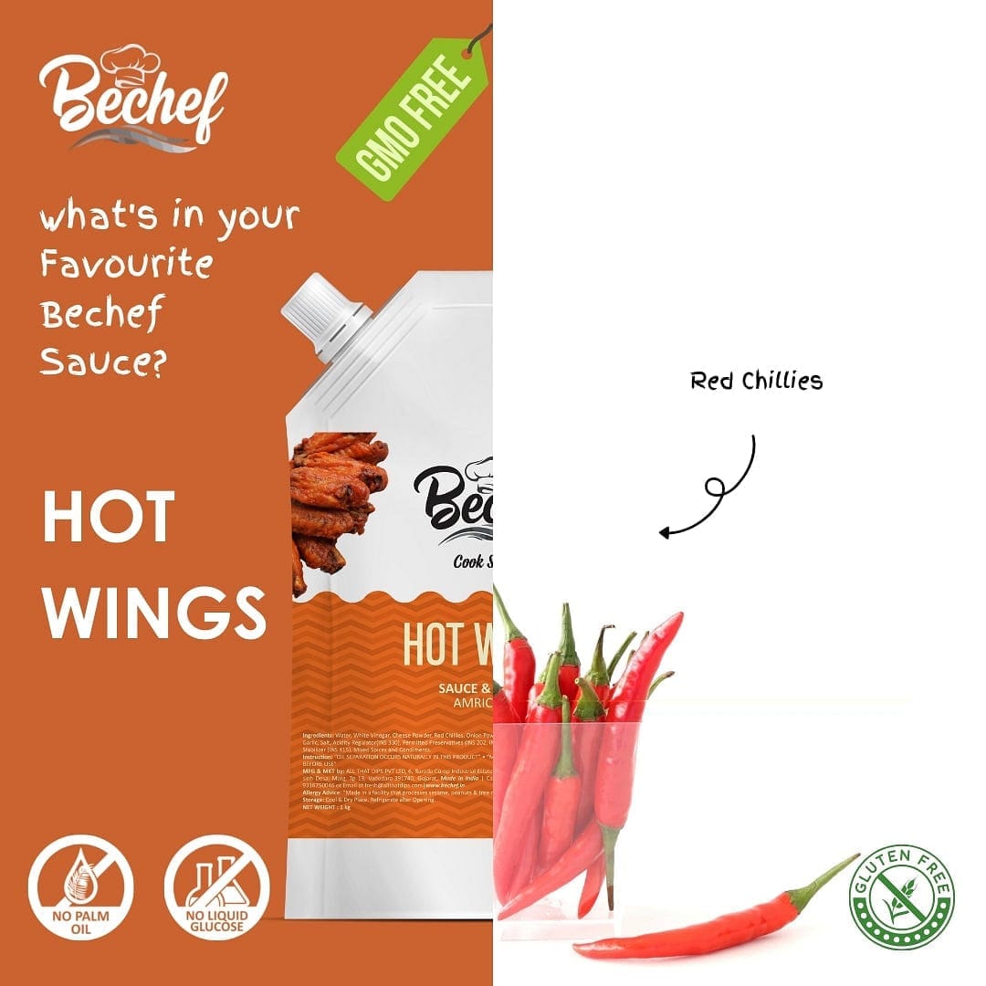 Hot Wings Sauce : Cooking sauce : 1 Kg : Bulk pack : Horeca - Bechef - Gourmet Pantry Essentials