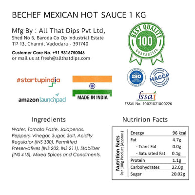 Mexican Hot Sauce - 1 Kg - Bulk Pack - Horeca - Bechef - Gourmet Pantry Essentials