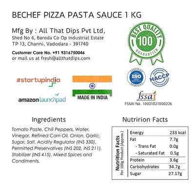 Pizza Pasta Sauce - 1 Kg - Bechef - Gourmet Pantry Essentials