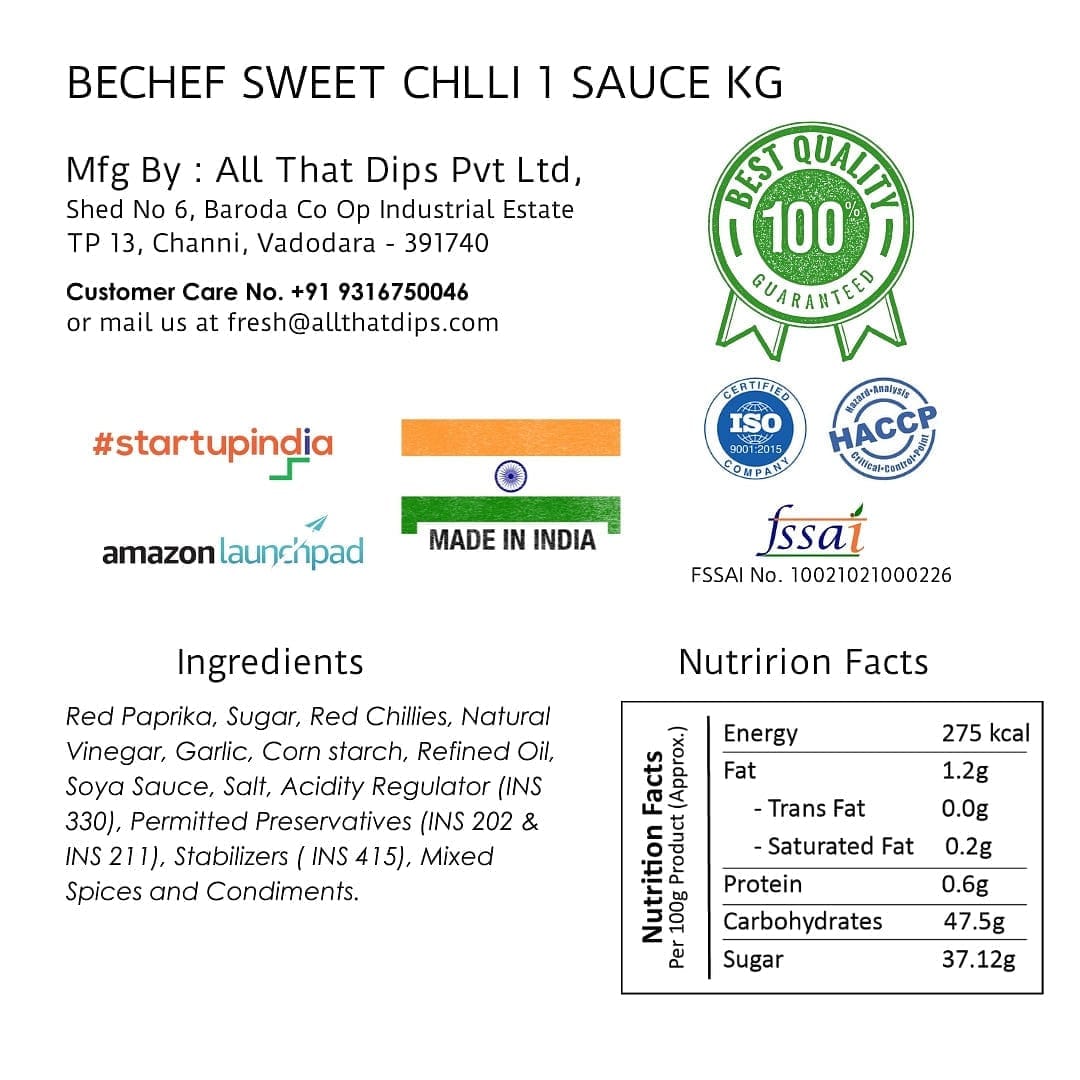 Sweet Chilli Sauce - 1 Kg : Bulk Pack Horeca - Bechef - Gourmet Pantry Essentials