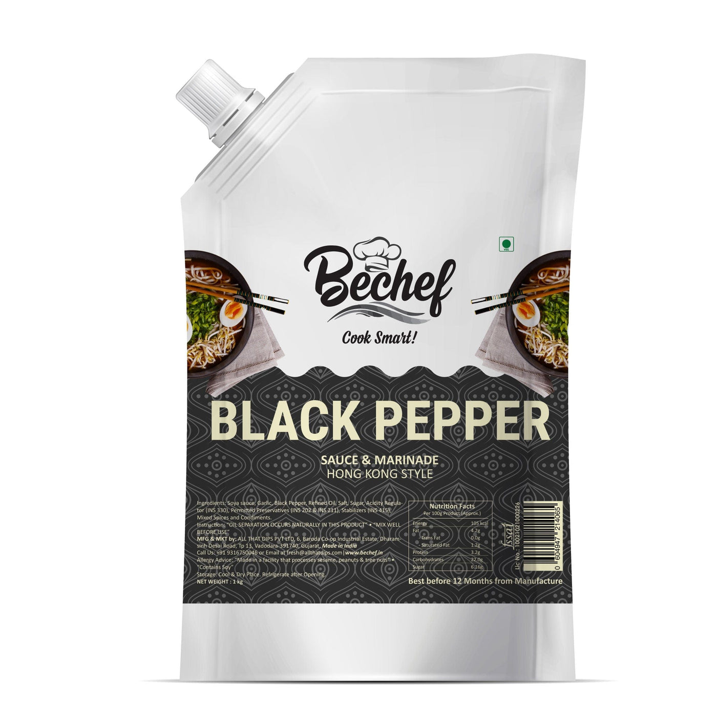 Black Pepper Sauce : Hong Kong Cuisine: 1 Kg : Bulk Pack Horeca - Bechef - Gourmet Pantry Essentials