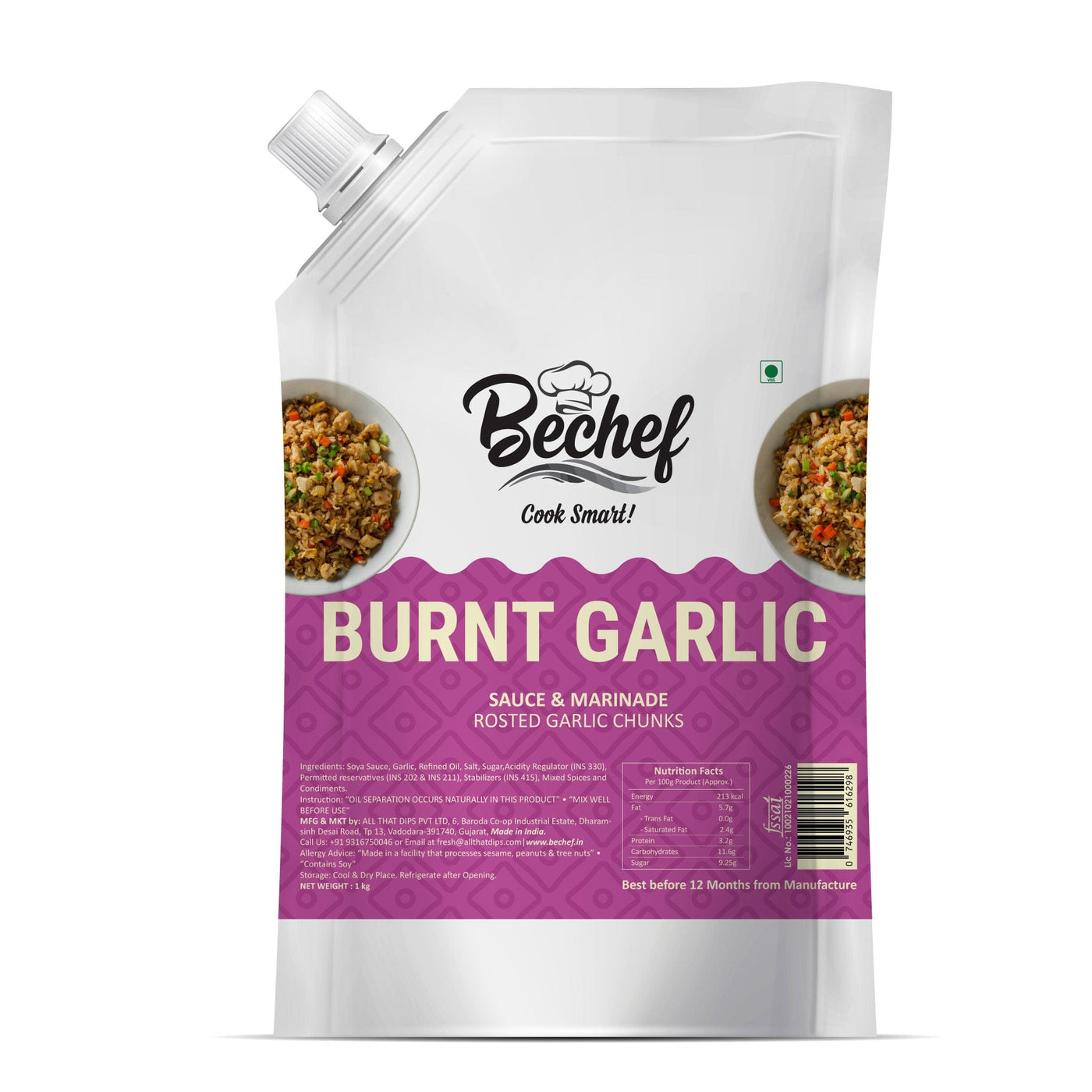 Burnt Garlic sauce : Mongolian Cooking Sauce : 1 KG : Bulk Pack - Bechef - Gourmet Pantry Essentials