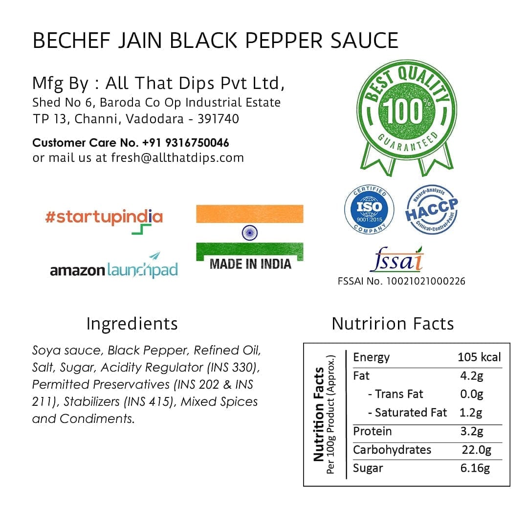 Jain Black Pepper Sauce -300g - Bechef - Gourmet Pantry Essentials