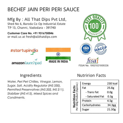 Jain Peri Peri Sauce - Bechef - Gourmet Pantry Essentials