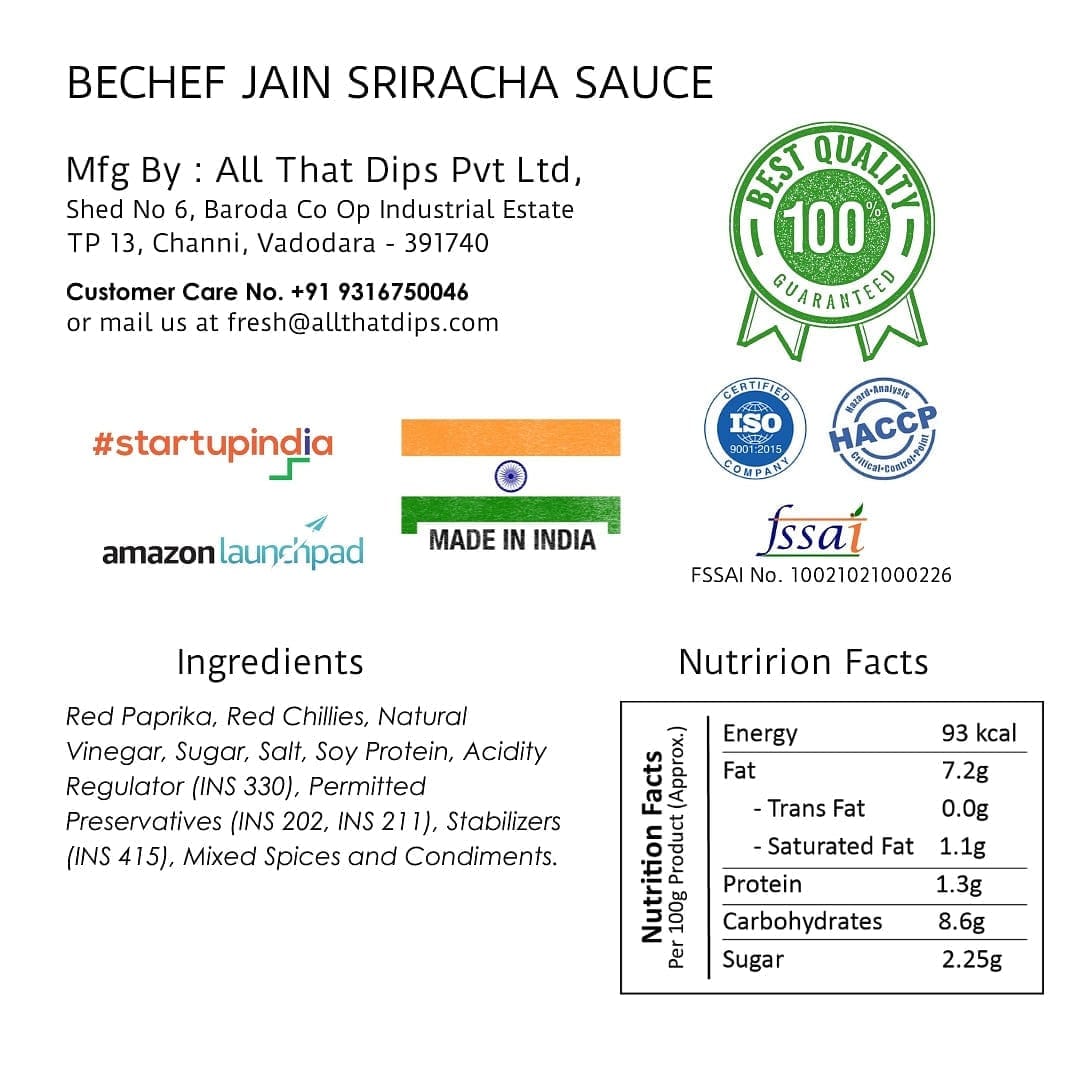 Jain Sriracha Sauce - Bechef - Gourmet Pantry Essentials