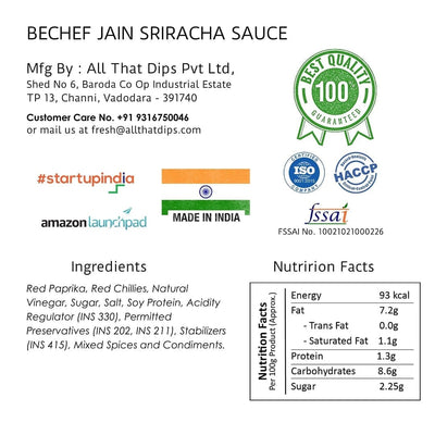 Jain Sriracha Sauce - Bechef - Gourmet Pantry Essentials