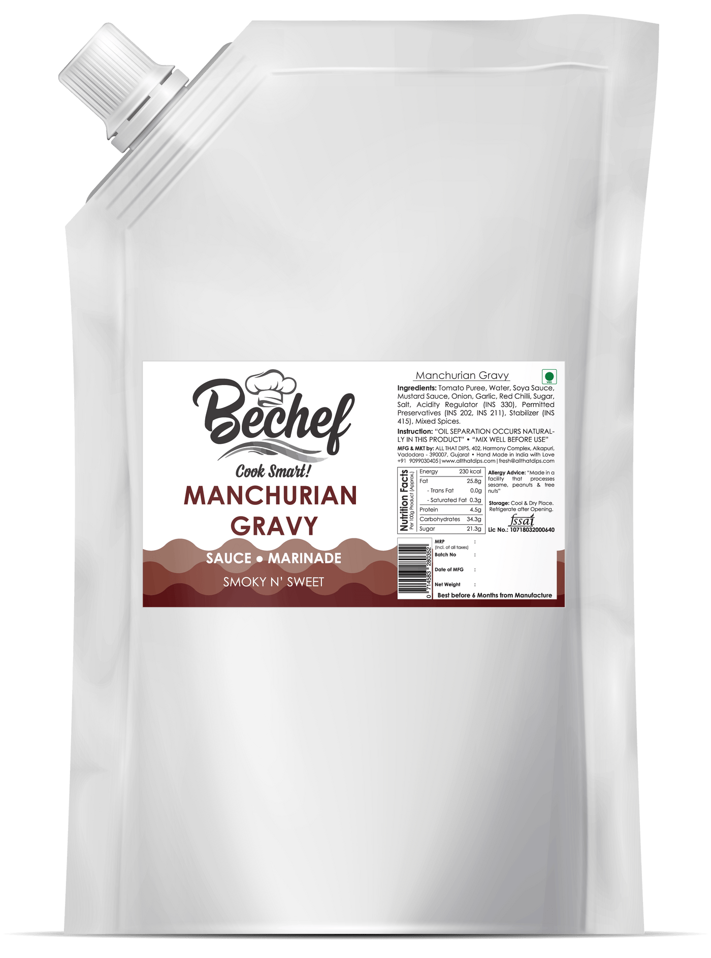 Manchurian Gravy : Indo Chinese Cooking Gravy : 1 KG : Bulk Pack Horeca