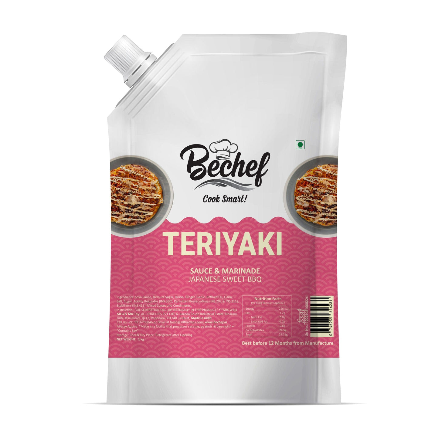 Teriyaki Sauce - Authentic Japanese Sauce : 1 KG : Bulk Pack Horeca - Bechef - Gourmet Pantry Essentials