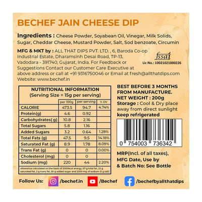 Jain Cheese Dip Classic : 200 g - Bechef - Gourmet Pantry Essentials